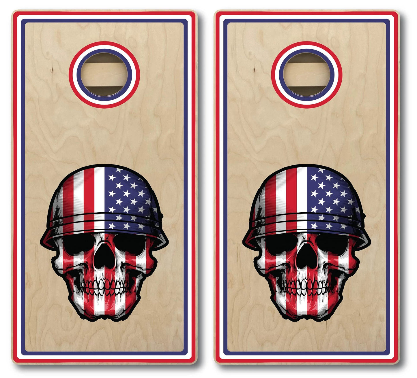 Skull in Helmet w Flag Cornhole Board Set- FREE Shipping!